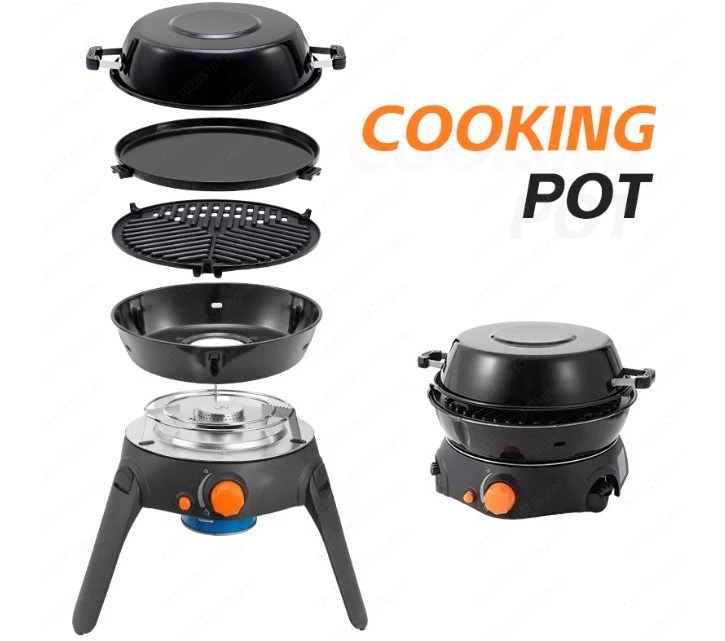 

Многофункциональная газовая плита для улицы, гриль-барбекю для кемпинга, набор из 6 предметов, складной