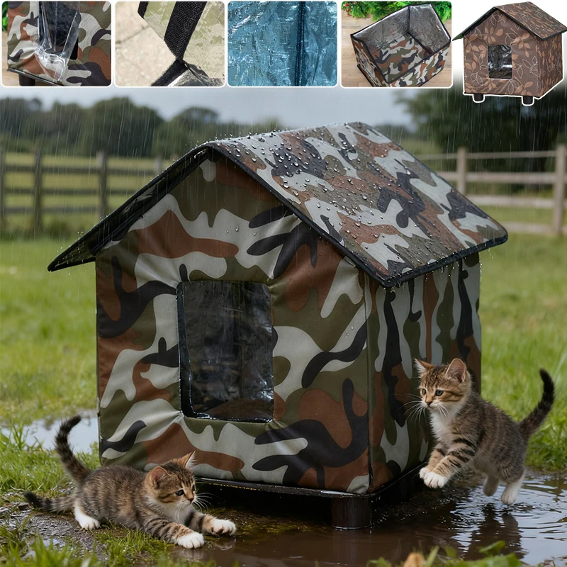 

2026 New Outdoor Waterproof Stray Cat Bed Breathable Removable Foldable Pet Nest Protects Cats From Rain/Cold Лежанка Для Кошек