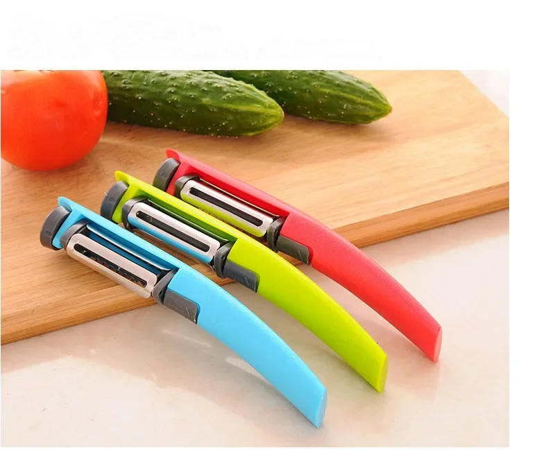 

1PC 3 In 1 Multifunction Fruits Peeler Round Head Stainless Steel Blade Adjustable Vegetable Grater Creative Fruit Tool OK 0581
