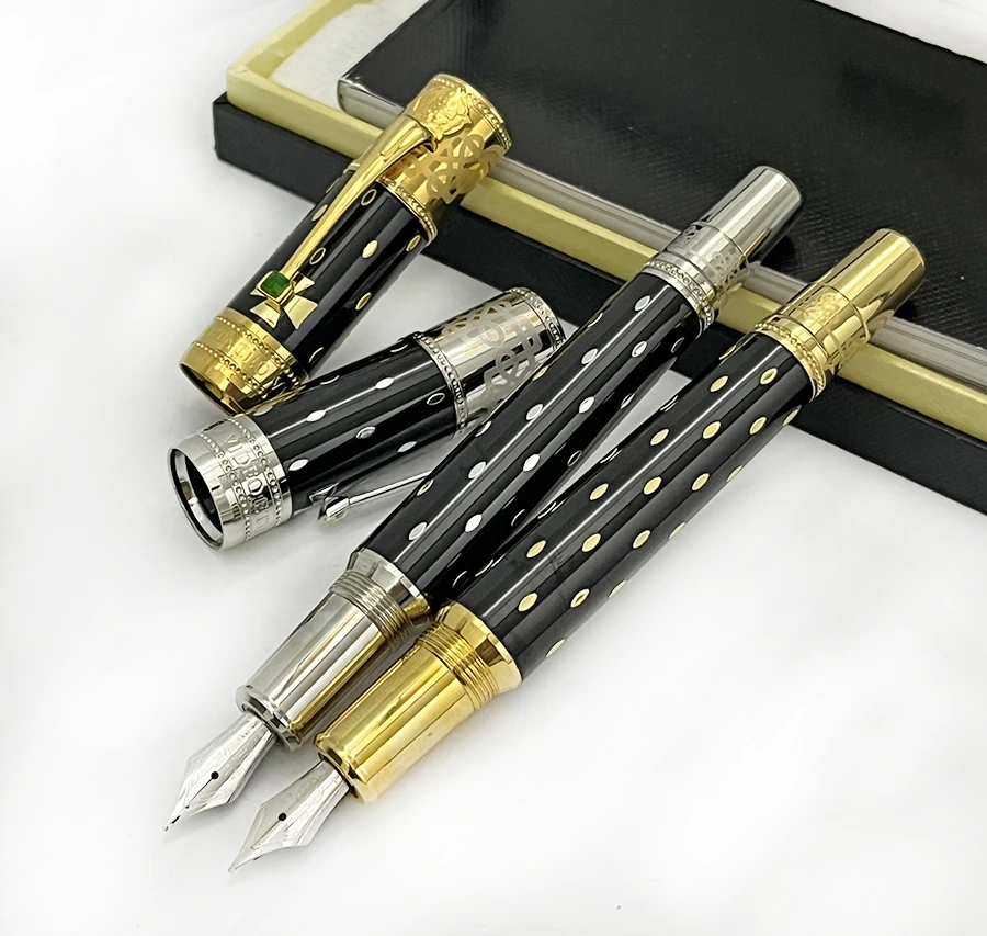 

MLS Limited Edition Elizabeth MB Roller Ballpoint Pen Black Metal Relief Random Color Diamond Office Fountain Writing Smooth