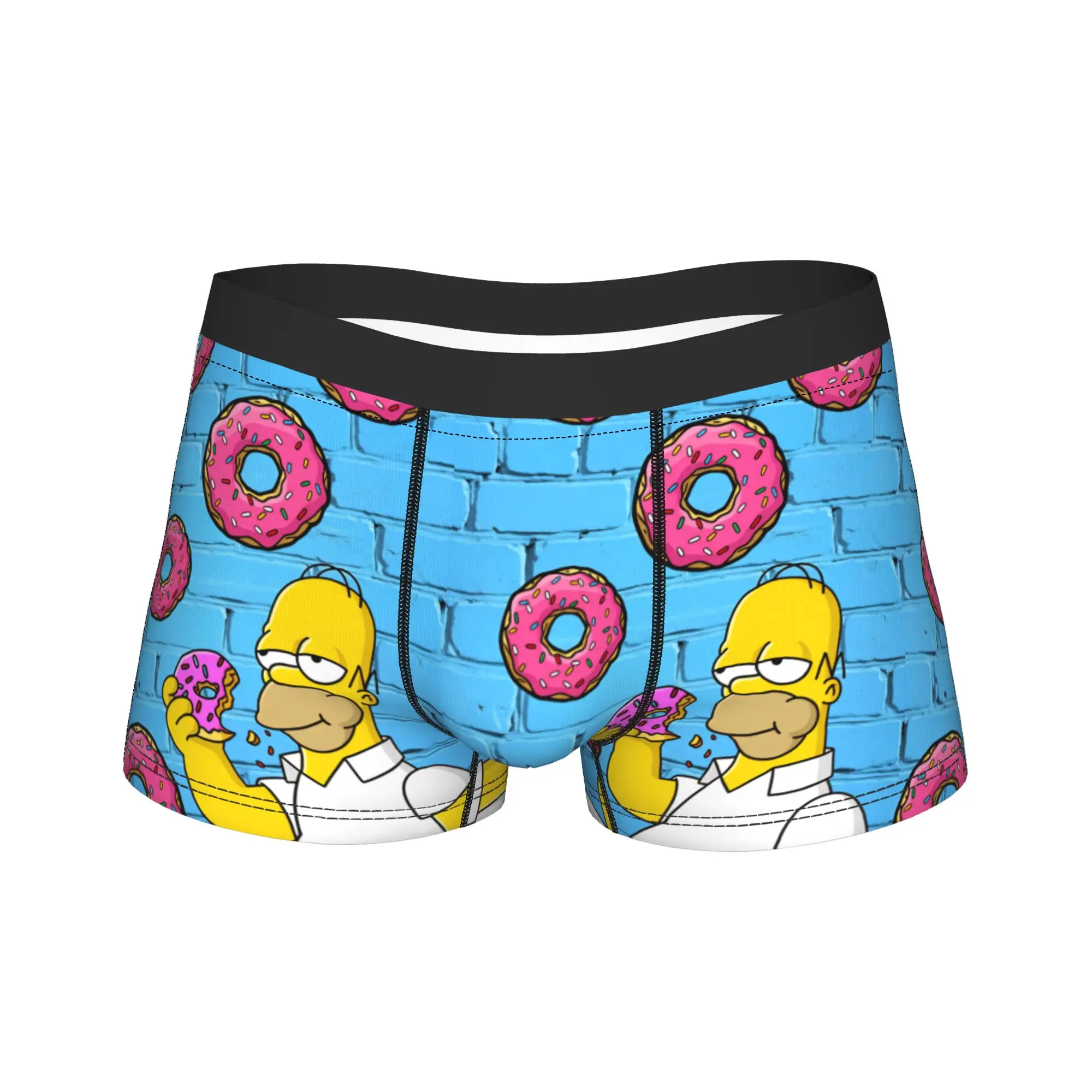 S-Simpsons Homer Donut Cartoon Underwear  Soft Trend Underpants Printed Boxer Brief For Man 3D Pouch Plus Size Trunk