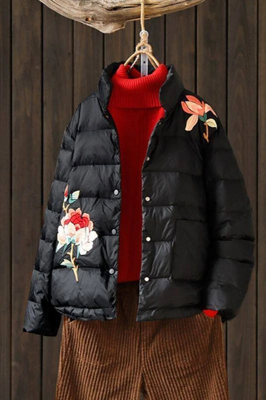 

Spring and Autumn Women's Down Jacket Windproof Printed Short Jacket