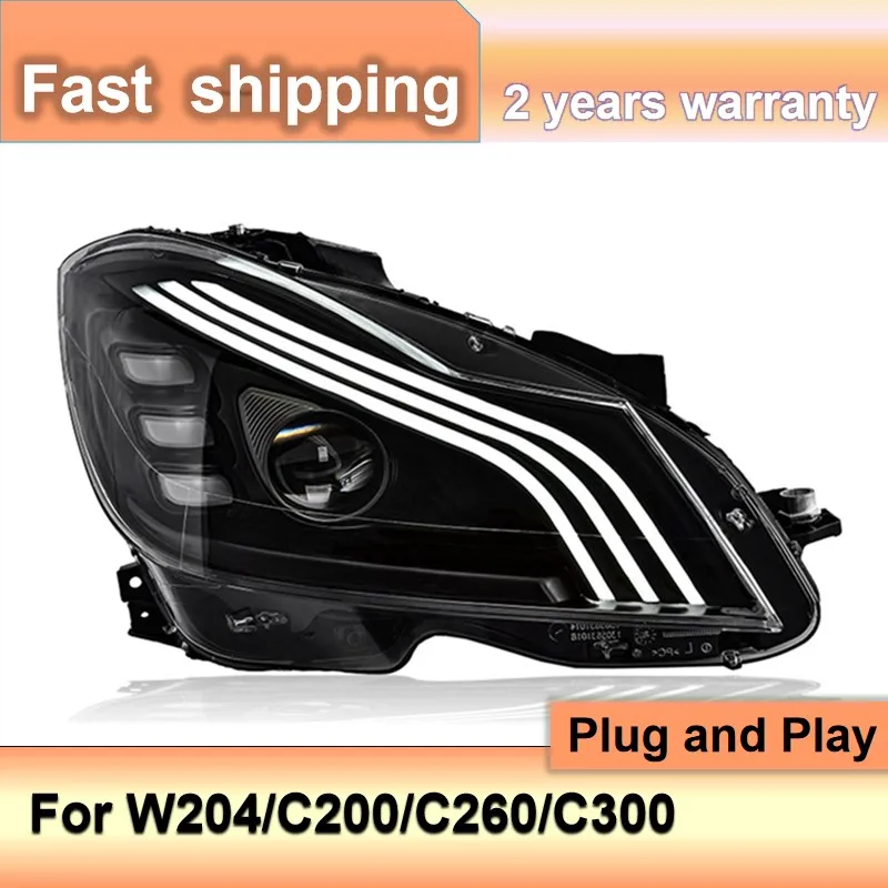 اكسسوارات السيارات لبنز W204 المصباح 2007-2010 مرسيدس C فئة المصباح C200 C260 C300 DRL بدوره إشارة عالية شعاع #3