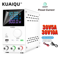 KUAIQU 30V 10A DC Power Supply Adjustable Digit Display Laboratory Power Supplies Voltage Regulator30V 5A Repair PCB Charging