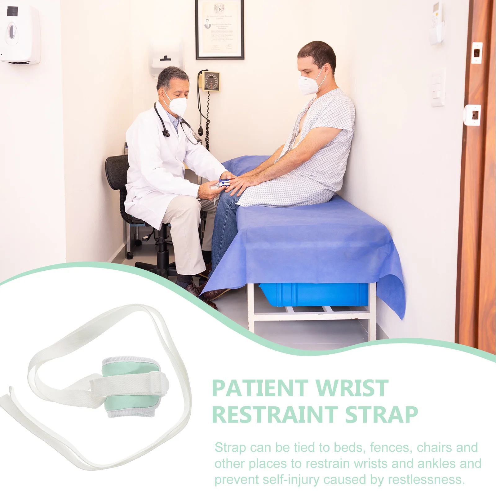 

2pcs Medical Limb Fixing Strap For Patient Wrist Leg Protection Hospital Use Fall Prevention Elastic Body Band Padded Belt