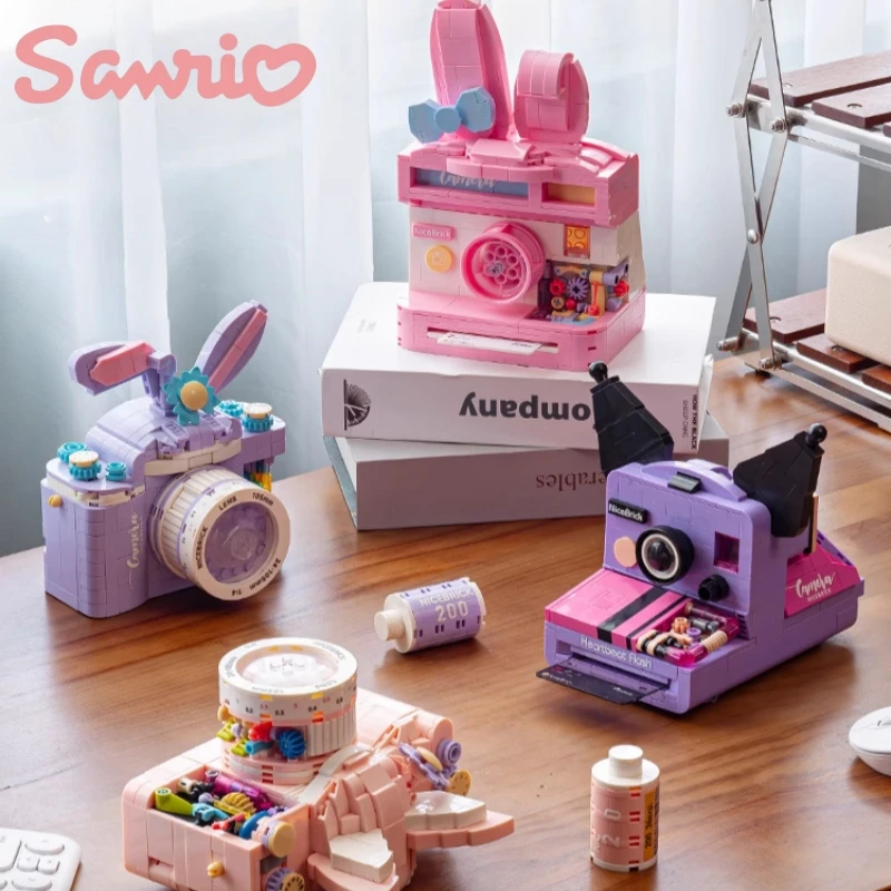 

Sanrio Building Block Animation Kuromi SLR Camera Film Pailide Cartoon My Melody Toy Сращивание Модель Украшения Коллекция Подарки