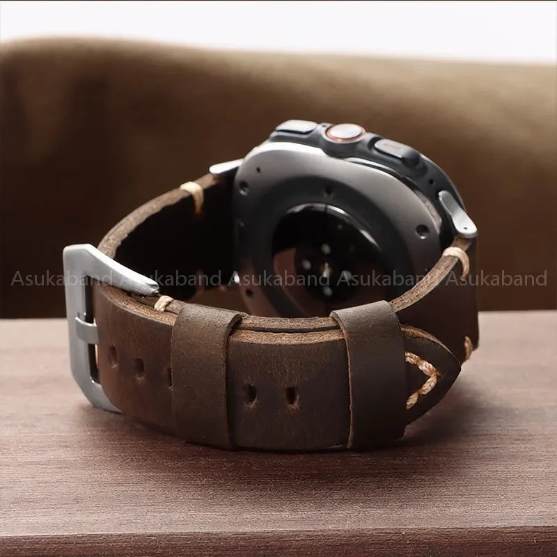 Per Samsung Galaxy Watch Ultra stile militare cinturino per orologio vintage in vera pelle cinturino da polso fatto a mano per orologio 7 47mm per uomo