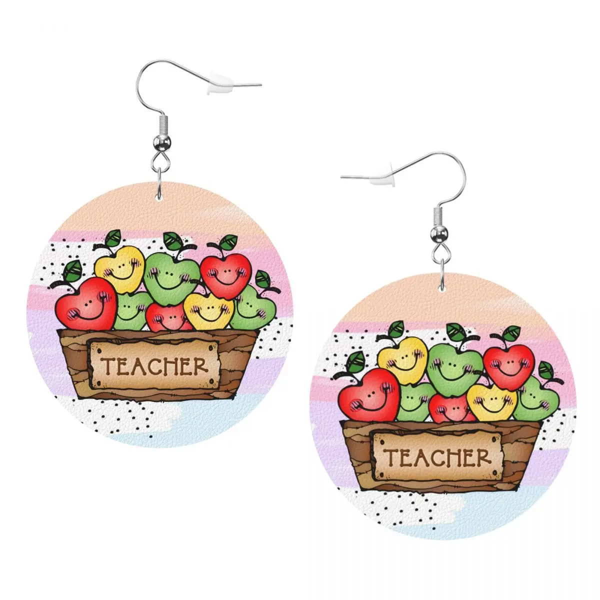 

Custom Teacher Apple Leather Earrings for Women Dangle Earrings Jewelry Accessories