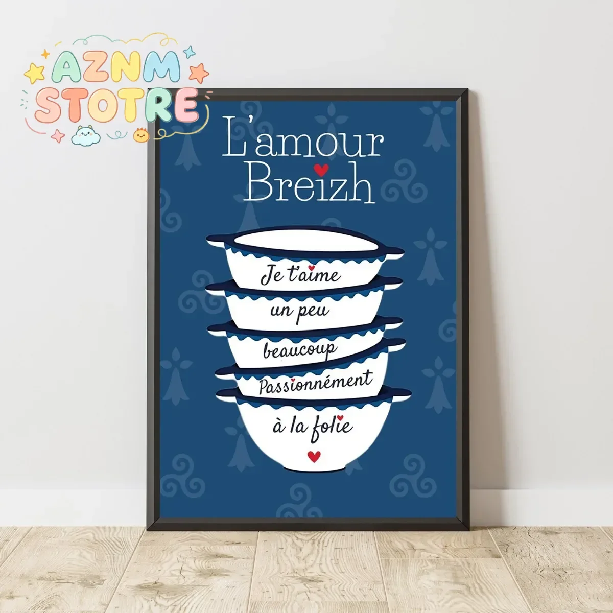 "Love Breizh" Brittany Bowl Canvas Print Poster Modern French Bohemian Rustic Aesthetics Art Prints Wall Art Home Decor Gifts
