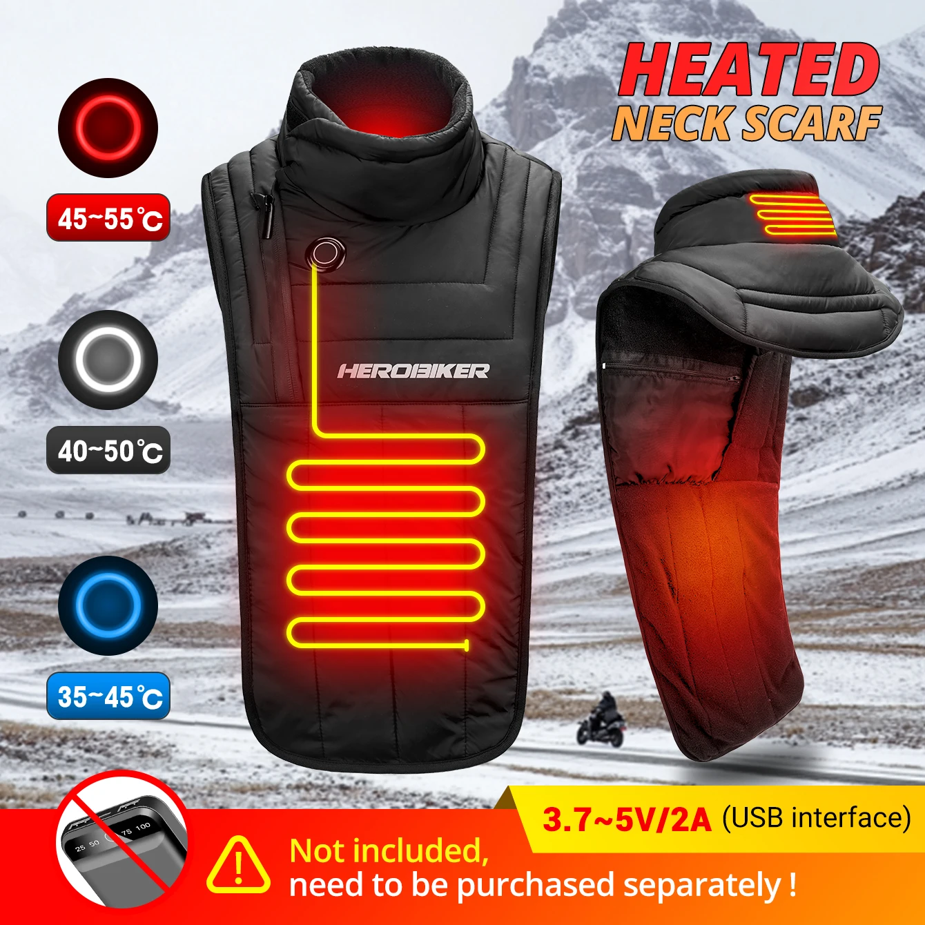 

Motorcycle Heated Neck Scarf For Winter Riding Windproof And Warm Neck Protection Outdoor Skiing And Cold Prevention Neck Scarf