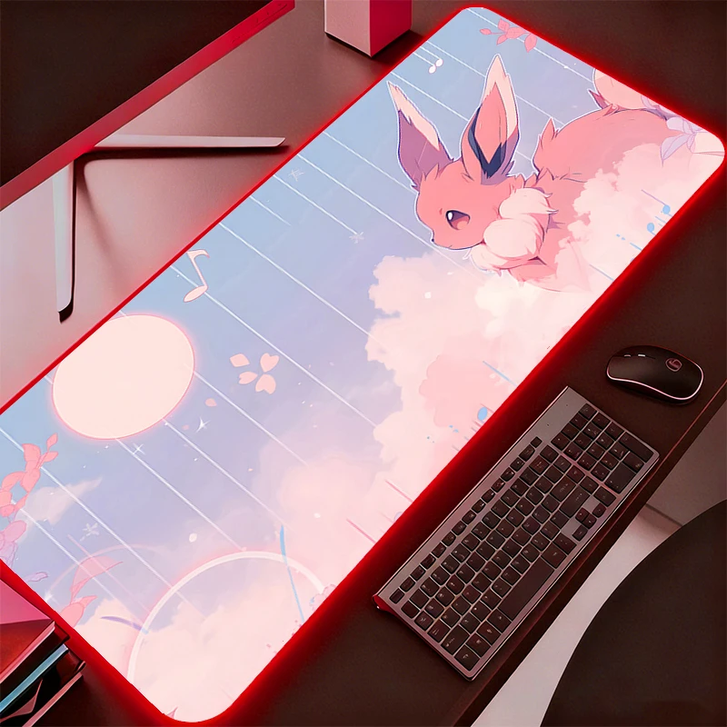 

LED Mouse Pad Pokemon Pikachu Computer Laptop Anime Keyboard RGB Mouse Mat Mousepad Keyboards Gamers Backlight Desk Mat