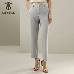 Pantaloni in lana di seta LILYSILK donna 100% 2024 primavera nuova chiusura con bottoni Dolce Vita pantaloni da ufficio Lady Essentials spedizione gratuita