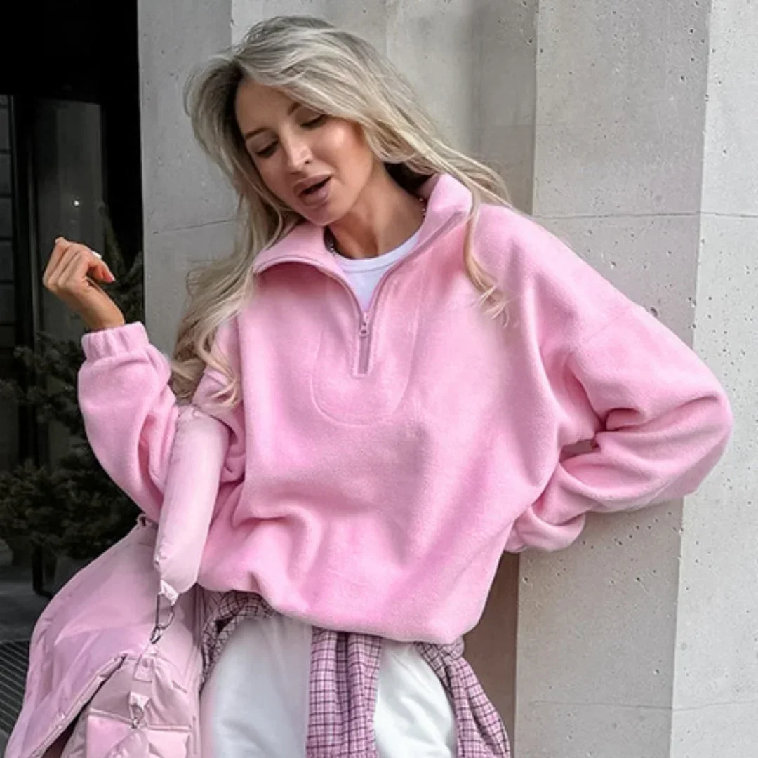 Fmxires Fashion Pullover Sweatshirt European Style Solid Color Long Sleeve All Match Loose Casual Top Women 2025 Spring Autumn