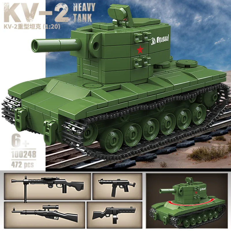 WW2 Militaire Klassieke Model Tijger Luipaard KV-1 KV-2 IS-2 Zware Tank Collectie Model Bouwstenen Bricks Speelgoed voor Jongens Geschenken - afbeelding 1