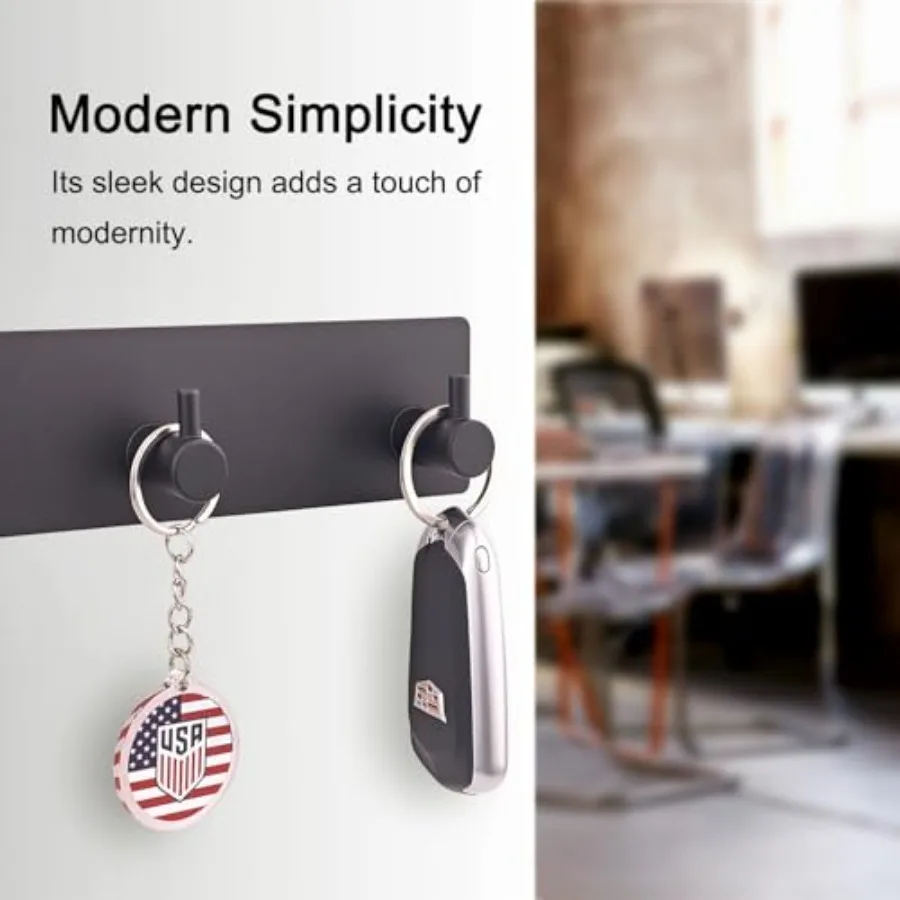 Key Holder for Wall with 2 Self-Adhesive Tapes Key Hanger Organizer for Wall with 4 Hooks Metal Key Rack for Door, Entryway, Ki - view 3