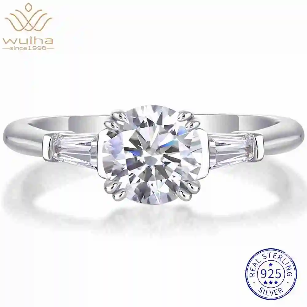 WUIHA 925 Sterling Silver VVS1 D Color GRA 1 CT Real Moissanite Diamonds Wedding Band Engagement Rings Fine Jewelry Wholesale