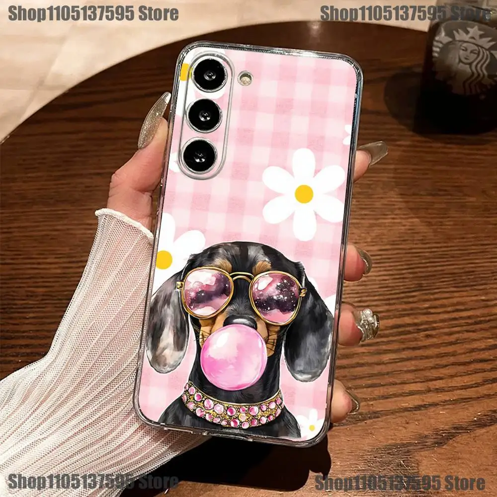 Dachshund Sausage Dog Puppy Phone Case For Samsung S30,23,21,22,20, FE lite,S10,9,8,7 PIus Note20ultra Soft Transparent