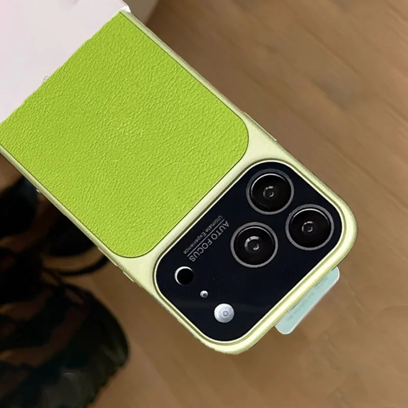 Luxuriöse leuchtende Bonbonfarben-Ledertasche für iPhone 17, 16, 15, 14, 13, Pro Max, Business, großes Fensterglas, stoßfeste Rüstungsabdeckung