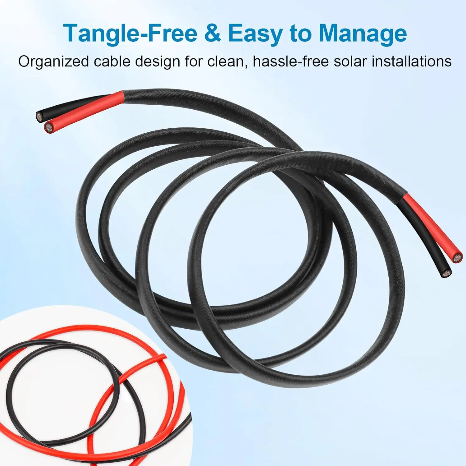 JMUYTOP  Flame Retardant Solar panel Extension Cable 4mm2 Tinned Copper PV Wire For RV/Boat/ Off-Grid System
