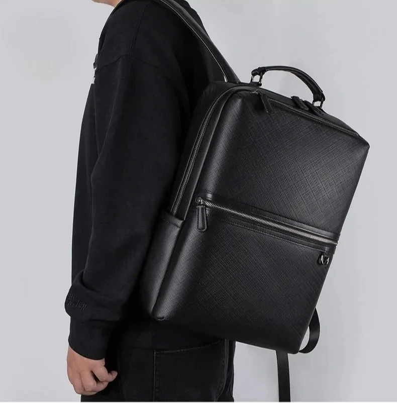 

2026 Fashion Cow Genuine Leather Men Backpacks Real Natural Leather Student Backpack Boy Luxury Brand Large Computer Laptop Bag