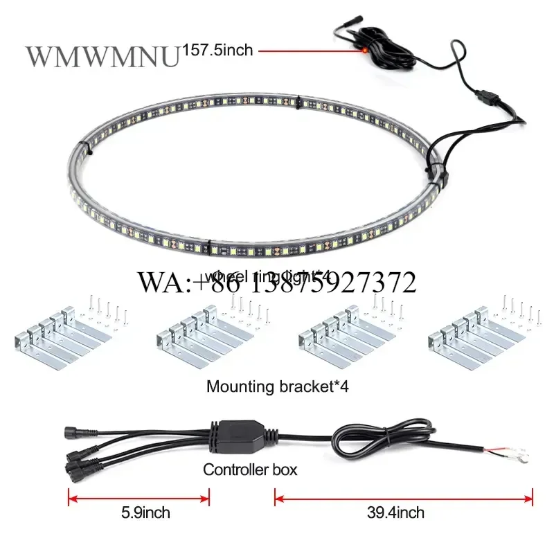 Wmwmnu for 14inch 15.5inch 17inch LED Wheel Ring Lights Pure White Dual Row With Harness Wiring IP67 Car Tire Rim Lights