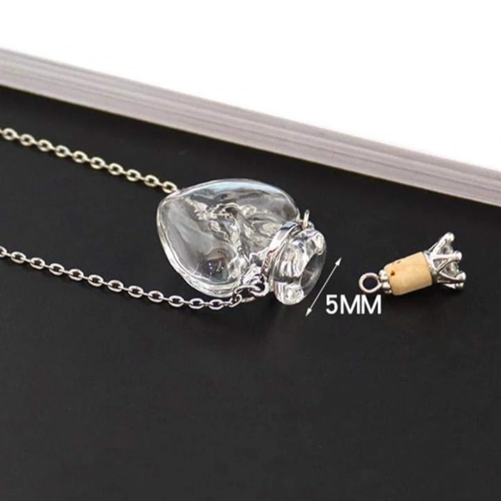 IVYRISE Transparente herzförmige Glasanhänger Parfüm ätherisches Öl Wunschflasche Frau frische süße Halsketten Schmuck Geschenk – Detail 3