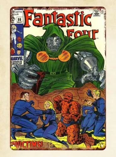 1960s  fantastic four comics  metal tin sign vintage tin advertising signs