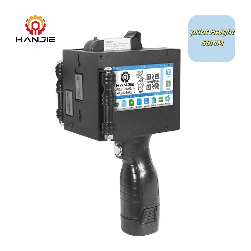 HANJIE 50.8mm Hand Held inkjet printer Handheld Printer Portable Inkjet Expiry Date OR Coding Machines Inkjet Printers