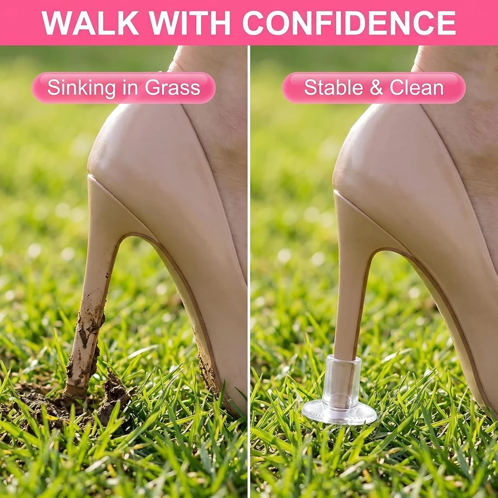 3 Pairs PVC High Heel Protectors Stop Sinking at Grass Anti-Slip Heel Stoppers Heel Caps Covers for Outdoor Wedding Party Event