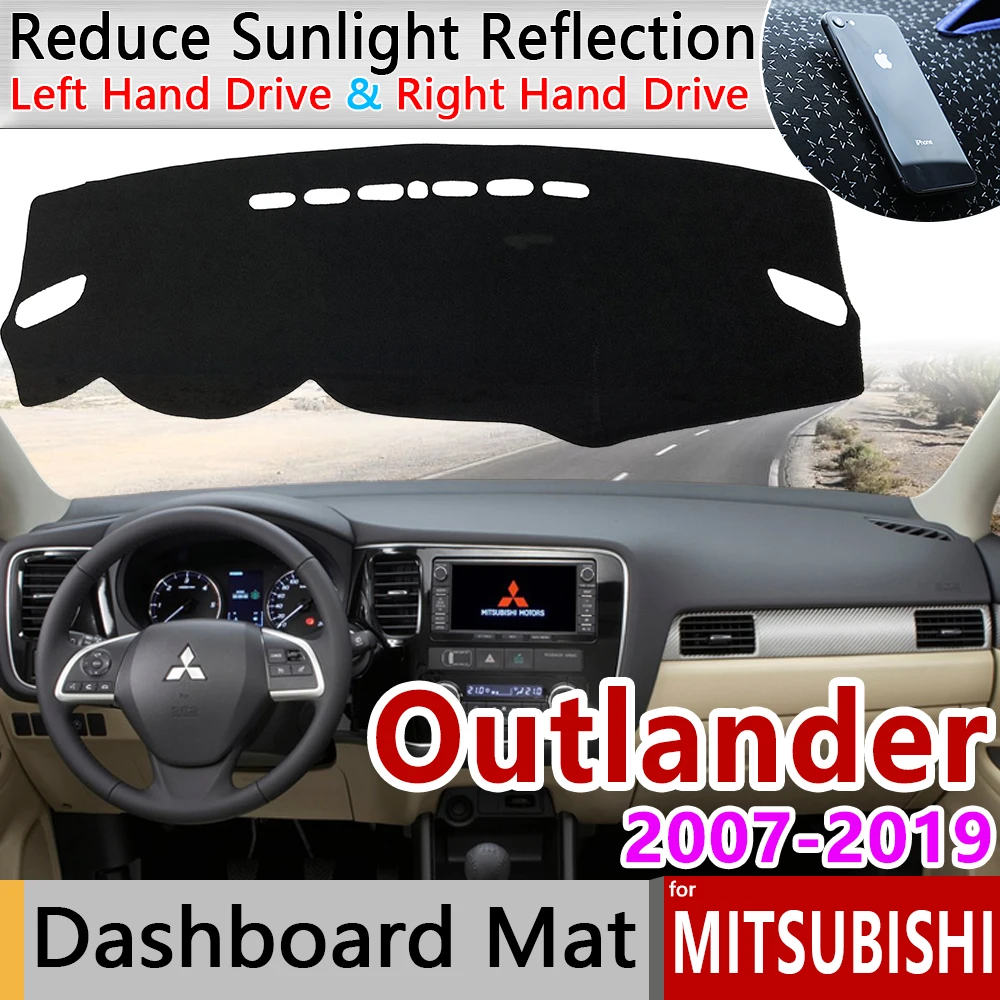 for Mitsubishi Outlander 2007~2019 2nd 3rd Gen Anti-Slip Mat Dashboard Cover Pad Sunshade Dashmat Dash Car Carpet Accessories