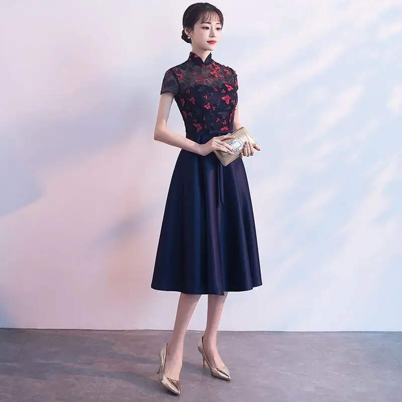 

Slimming Mid-Length Dr Ele Faionable Women's Evening Gown for Parties Conferences Banquets Performances Polyester