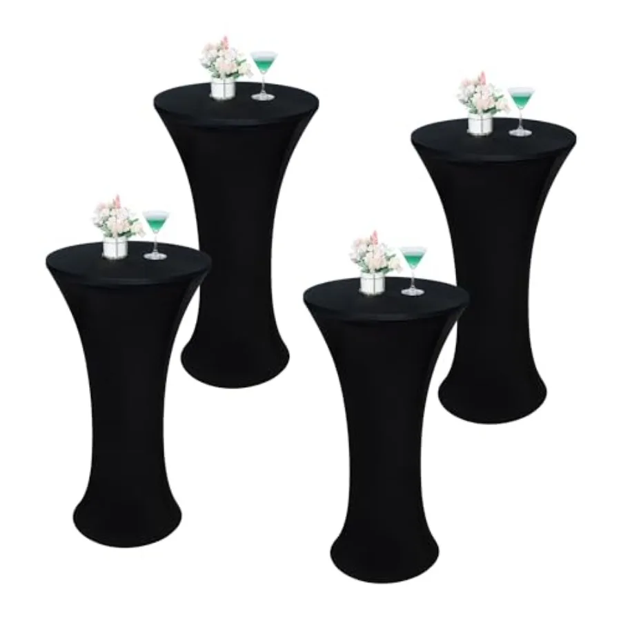 

4PCS ch Round Cocktail Tablecloth Fitted Highboy Stretch Cocktail Table Cover for Banquet Bar Party Pub Weddg door Outdoor