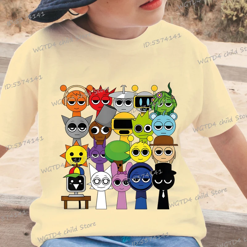 Funny Anime Sprunki Incredibox Game Children T-shirts Cartoon Sprunki Short Sleeve Tops Tees Funny Sprunki Boys Girls Tshirt