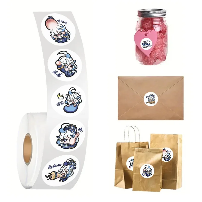 500PCS Genshin Impact Furina Hot Games 2D Peripheral Q Version Scroll Sticker Hand Account Seal Sticker Comic Exhibition Gifts