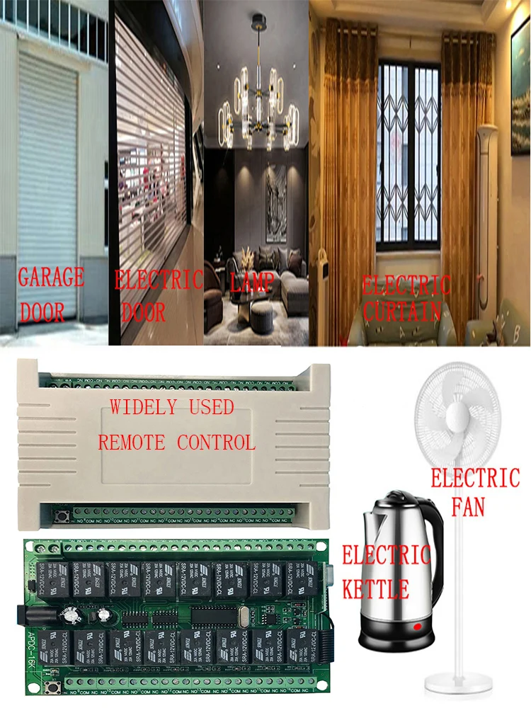 DC 12V 24V 16 Channels 16CH RF Wireless Remote Control Switch Remote Control System receiver transmitter 16CH Relay 315/433 MHz