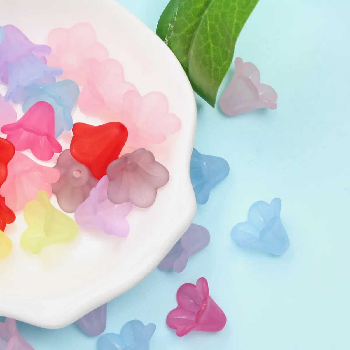 حبات زهور غوري صباحية أكريليك مصنفرة لصنع المجوهرات ، ألوان الحلوى ، قلادة مصنوعة يدويًا ، أقراط ، سوار ، 13 × 10 ، 50 #4