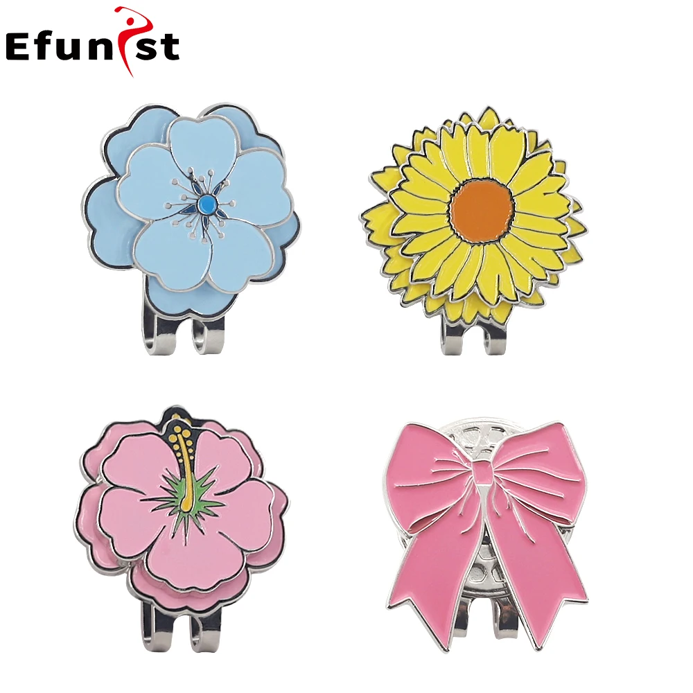 Golf Cap Clips With Magnet Mark Petal Pattern Golf Ball Marker Golf Ball Position Removable Metal Drop Ship Golf Accessories