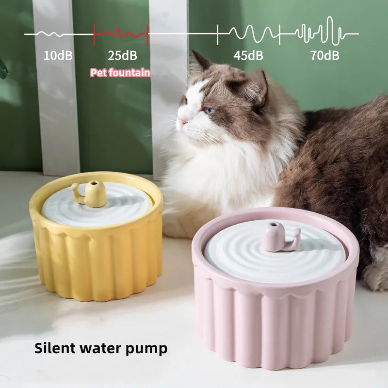 Ceramic Drinker for Cats and Dogs,Pet Water Fountain,Indoor Decor,Kitty Drinking Bowl,Automatic Dog Waterer,Cat Accessories 1.5l