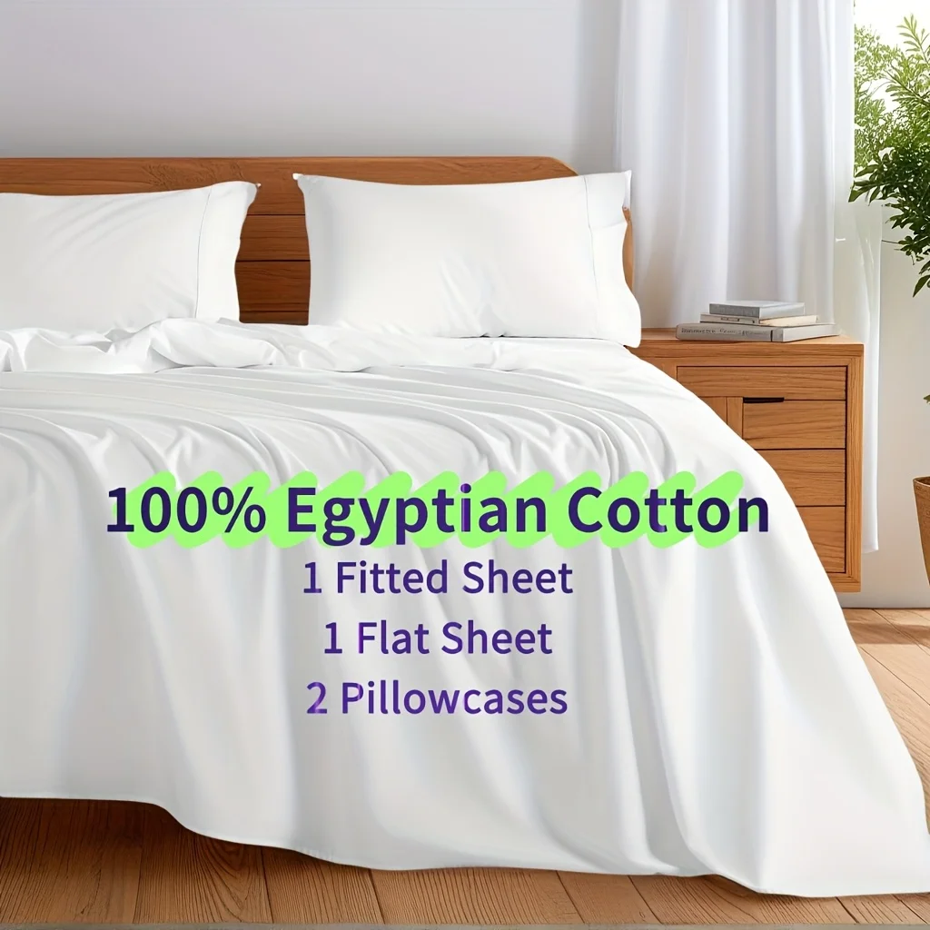 

100% Egyptian Cotton Sheets Set- 600 Thread Count, Luxury Egyptian Cotton Bed Sheets, 5-Star Hotel Quality Sheets, Breathable& W