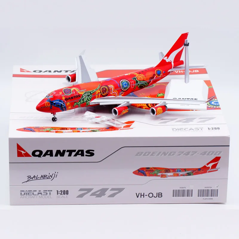 XX20375A Alloy Collectible Plane Gift JC Wings 1:200 Qantas Airlines Boeing B747-400 Diecast Aircraft Jet Model VH-OJB Flap Down