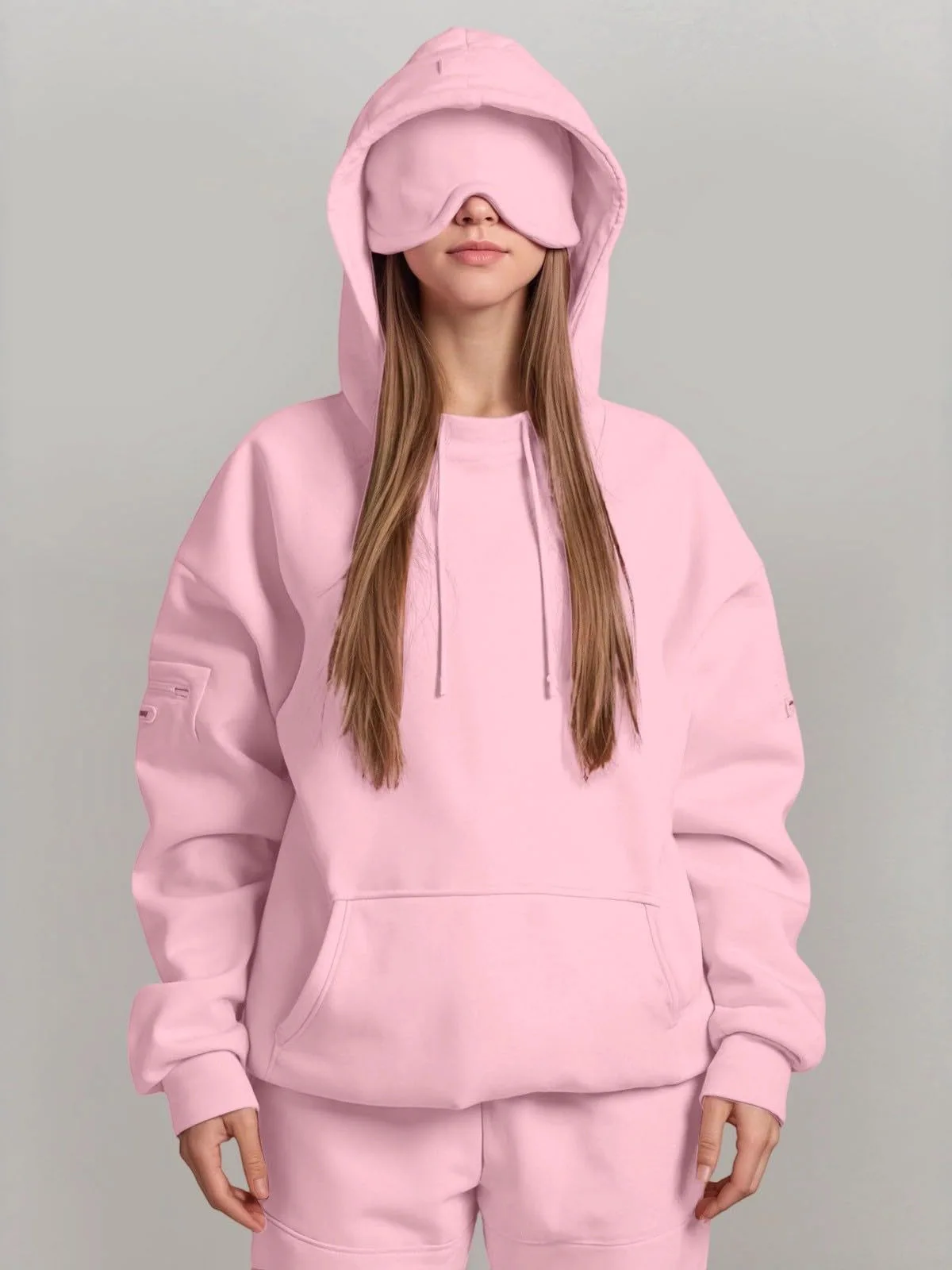 Casual 2026 Lor Hoodie Design Built-In Eye Mask Women's Sweatshirt Warm Long Sleeve Regular Thickness Winter Fashion