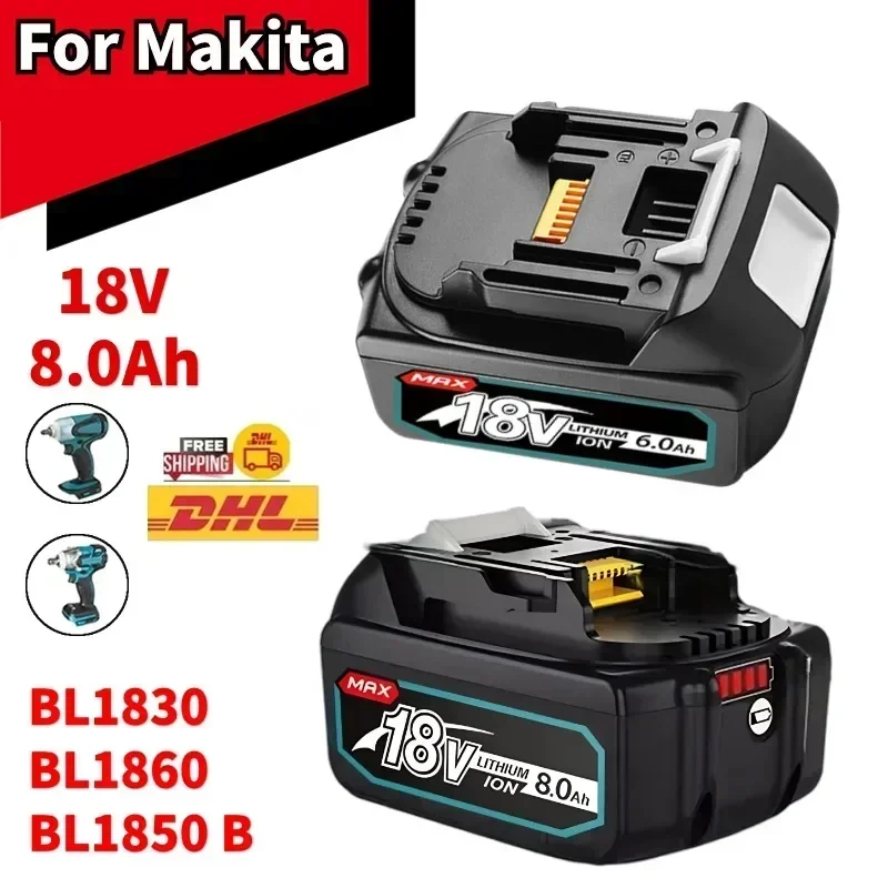 

18V Rechargeable Power Tool Battery 8000mAh Lithium Ion For Makita 18v Battery BL1840 BL1850 BL1830 BL1860B LXT 400+Charger