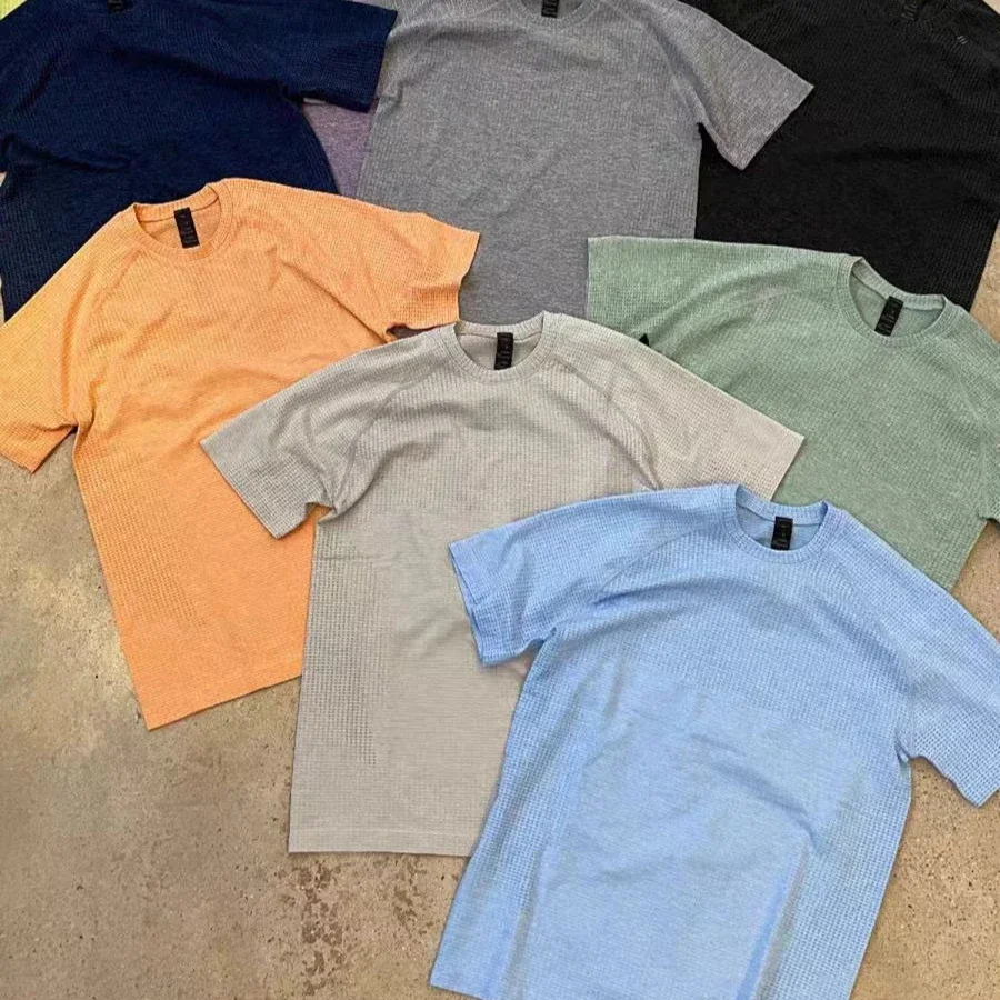 

Lemon Metal Vent Tech Men Shirts Quick Dry Short Sleeve Tee Casual sports T-shirt Jogging outdoors men T-shirt Fitness T-shirt