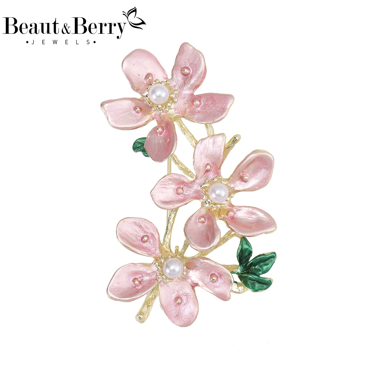 

Beaut&Berry Luxury Enamel Peach Blossom Brooches for Women Unisex Plant Pins Casual Party Jewelry Accessories Gifts Decoration