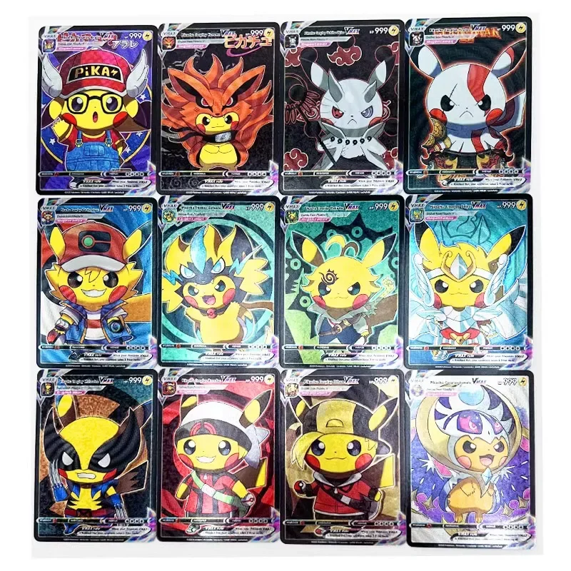 54Pcs/set Pokemon Flash Cards Pikachu Cosplay Kamado Nezuko Luffy Chopper Kujo Jotaro Deadpool Wolverine Game Collection Cards