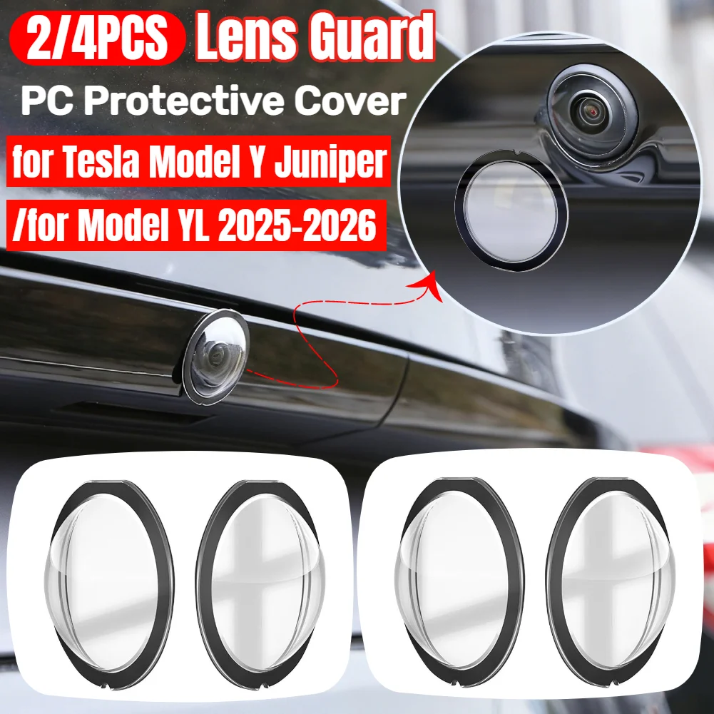 2/4Pcs Anti-Scratch Lens Protector Car Front Bumper Camera Lens Protection Cover for Tesla Model Y Juniper/Model YL 2025 2026