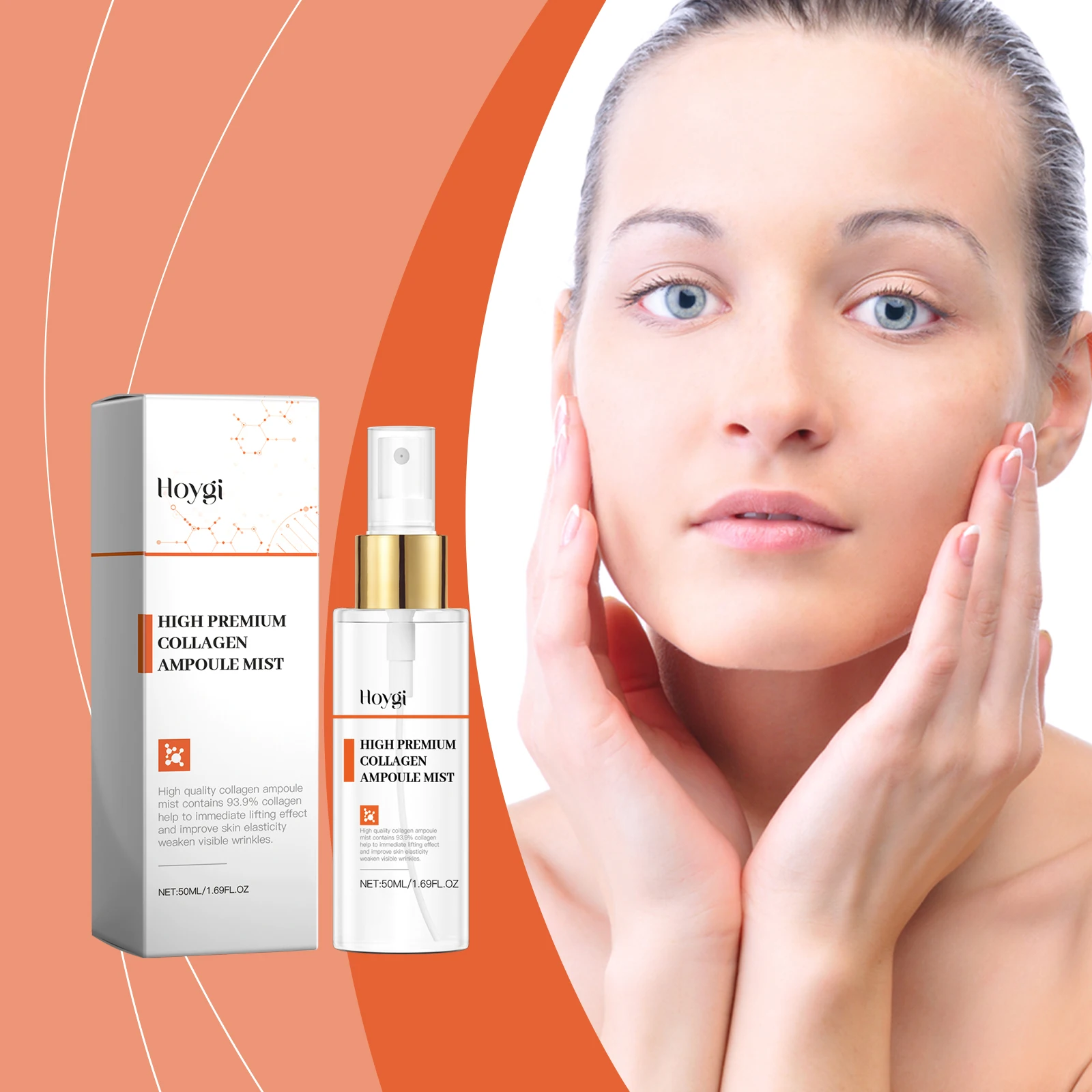 하이 프리미엄 콜라겐 앰플 미스트 - 즉각적인 리프팅 및 주름 방지 케어를 위한 93.9% 가수분해 콜라겐 페이셜 스프레이