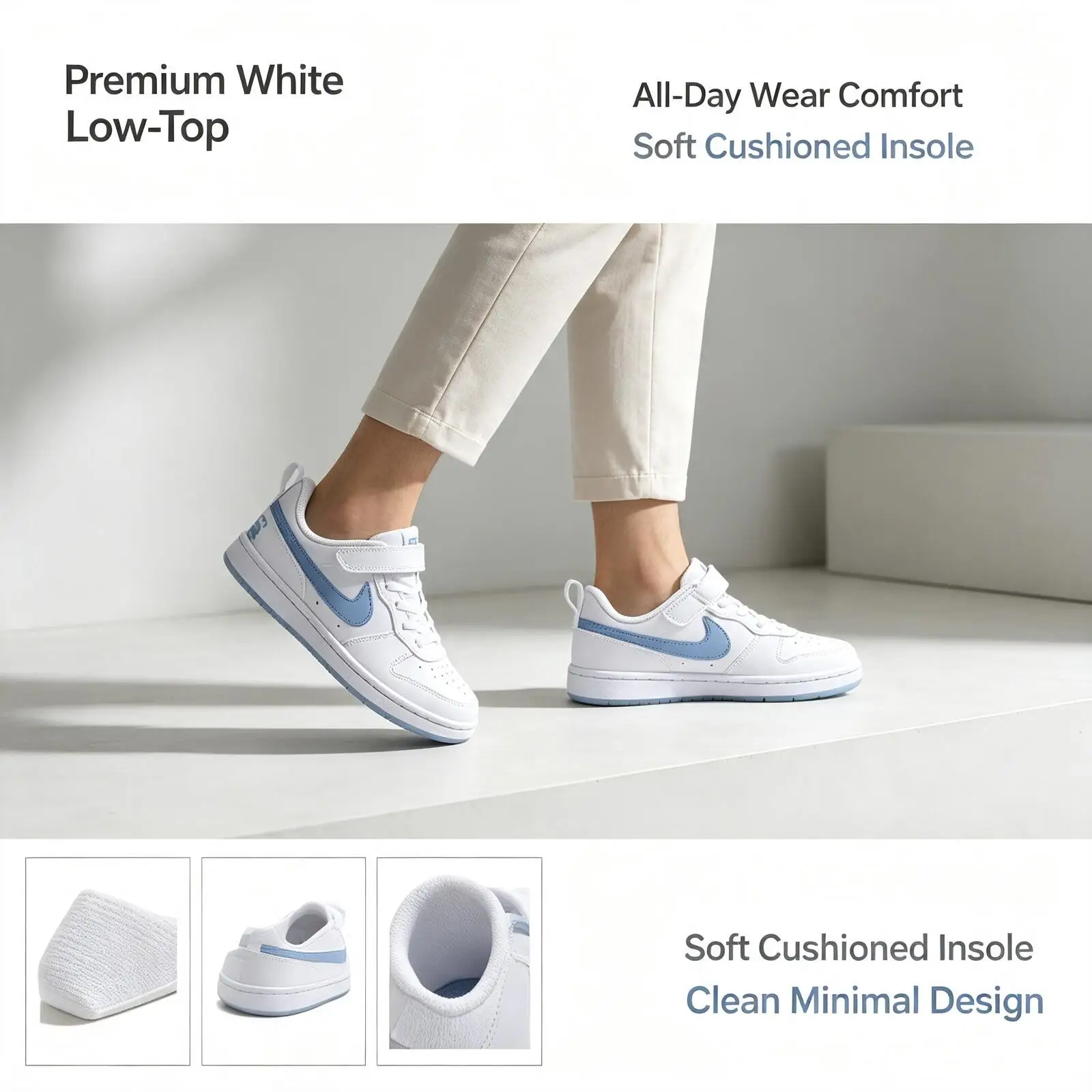 Hot Nike Sports Court Borough Trendy And Fashionable Low-Top Lightweight Casual Shoes White Low-Top Sneakers Unisex IR3999-100 I