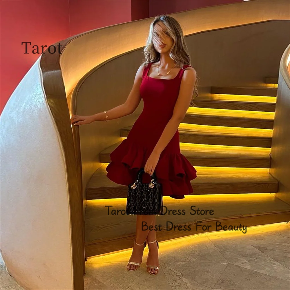 

Off-the-shoulder Strapless Prom Dresses With Tiered Ruffles Sleeveless Backless Cocktail Gowns A-line Short Homecoming Gowns