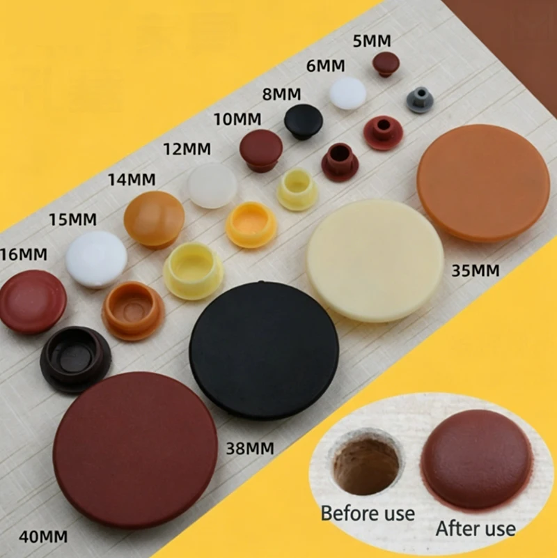 5-40mm Black White Round Plastic Screw Hole Sealing Stopper Dustproof Blanking Hole Cover For Home Furniture Auto Cabinet Repair